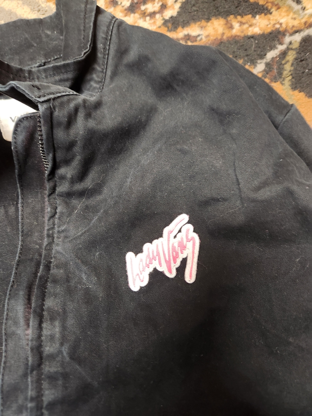 Vans Black Jacket with Pink and White Back Patch - Picture 3 of 13